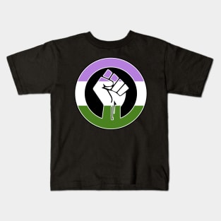 Black Lives Matter Fist Circled LGBTQ Flag Genderqueer Kids T-Shirt